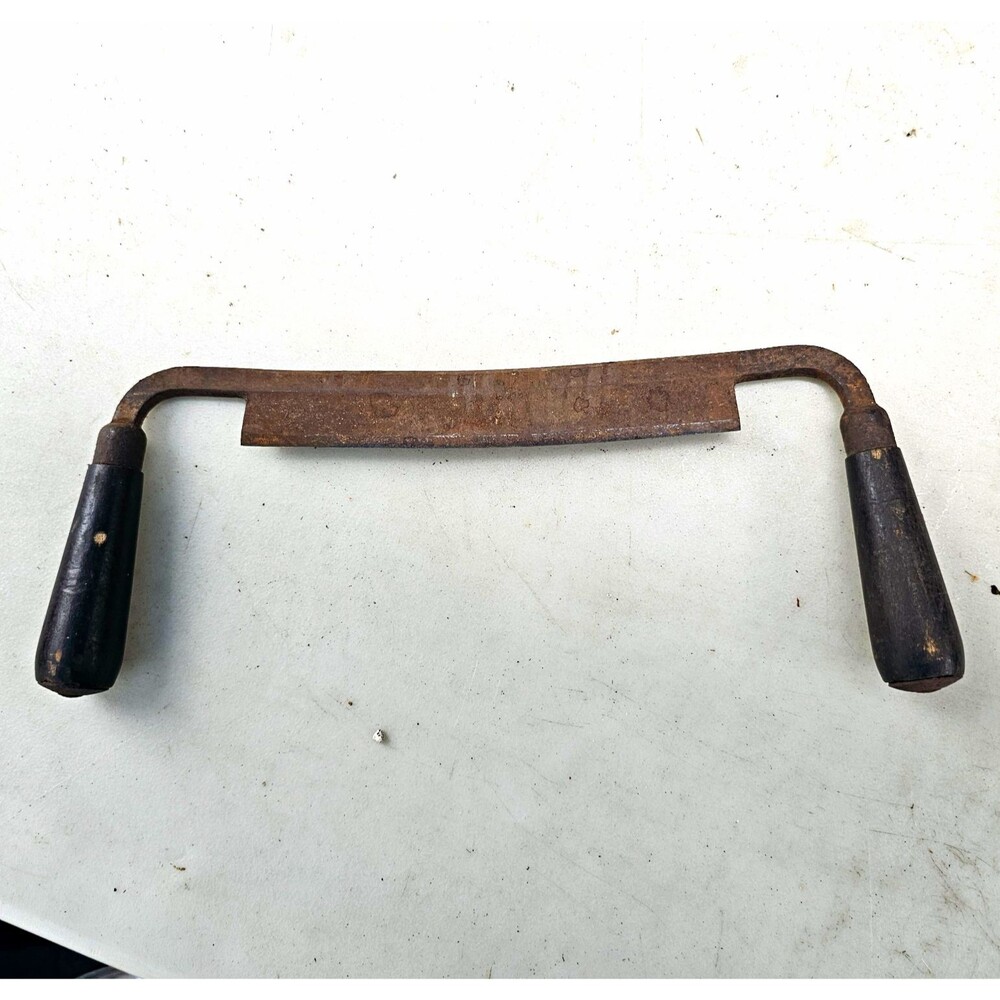 Vintage Original Drawknife Woodworking Hand Tool, Wood Handles, 11 in Blade